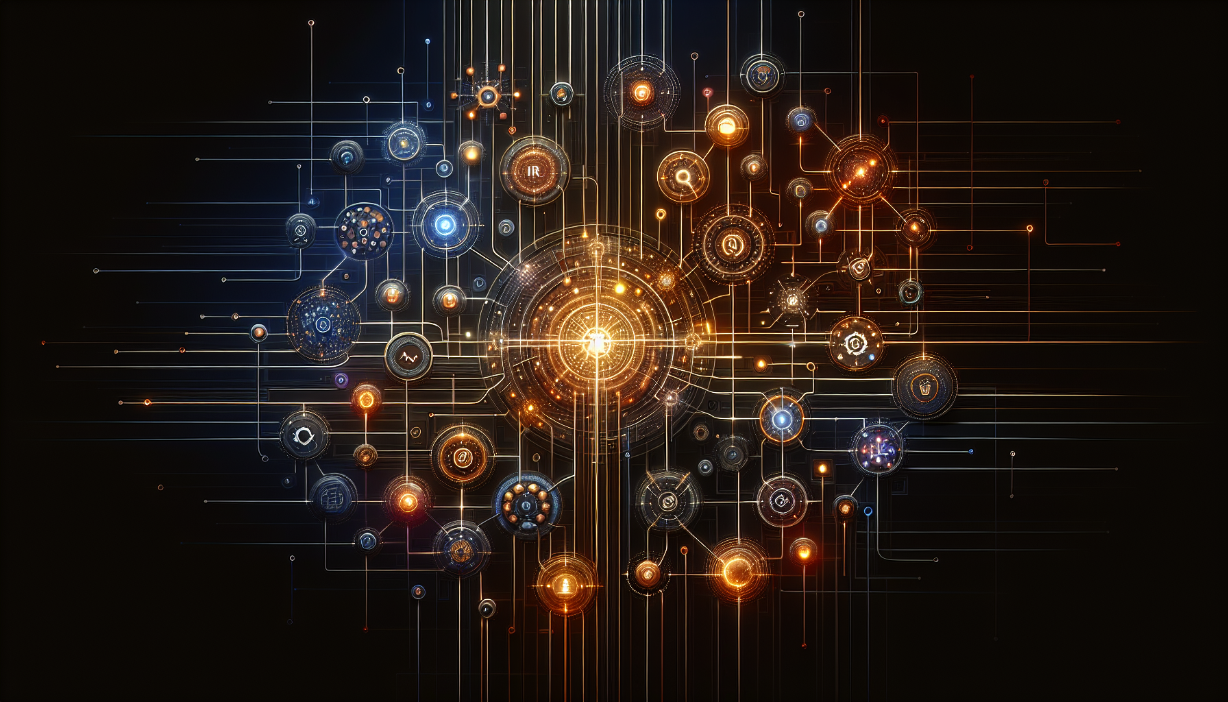 Visualization of connected business systems forming a unified AI layer
